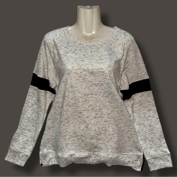 Bobbie Brooks NWT Sweatshirt Gray Heather Pullover Athleisure Arm Stripe Size L - Picture 7 of 16